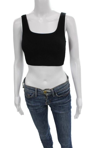 Babaton Women Cropped Black Square Neck Sleeveless Tank Size XS