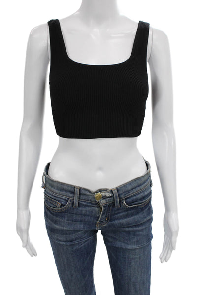 Babaton Women Cropped Black Square Neck Sleeveless Tank Size XS