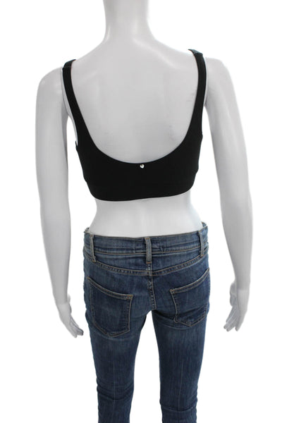 Hatch Womens Stretch Knit V Neck Sports Bra Black Cotton Size Small