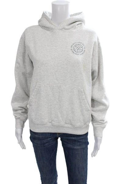 Sporty & Rich Unisex Adults Gray Pullover Cotton Crew Neck Long Sleeve Size XS