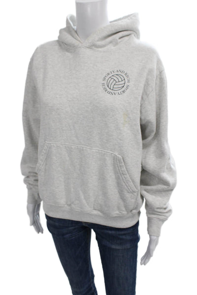 Sporty & Rich Unisex Adults Gray Pullover Cotton Crew Neck Long Sleeve Size XS