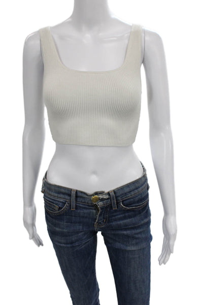 Babaton Womens Cropped Square Neck Sleeveless Pullover Top White Size XS