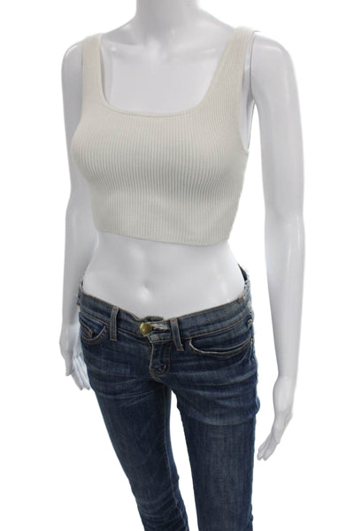 Babaton Womens Cropped Square Neck Sleeveless Pullover Top White Size XS