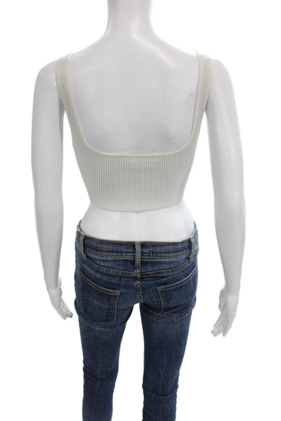 Babaton Womens Cropped Square Neck Sleeveless Pullover Top White Size XS