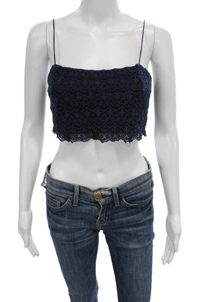 Zara Womens Lace Camisole Blue Square Neck Sleeveless Boho Spring Size S