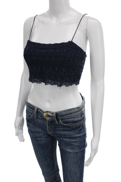 Zara Womens Lace Camisole Blue Square Neck Sleeveless Boho Spring Size S
