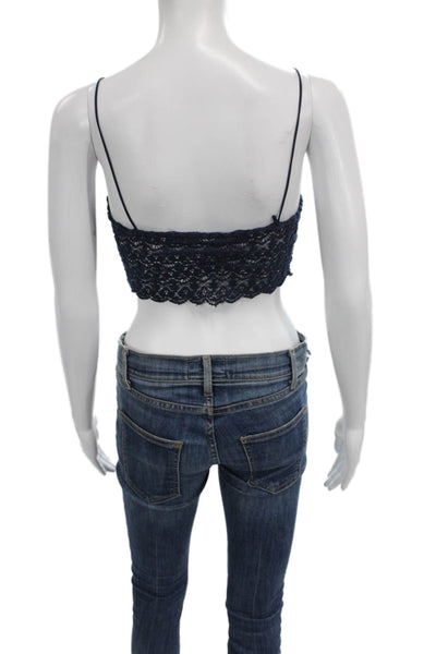 Zara Womens Lace Camisole Blue Square Neck Sleeveless Boho Spring Size S