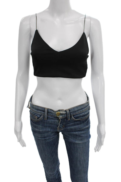 Zara Womens Black Scoop Neck Bralette Polyester Blend Sleeveless Size S