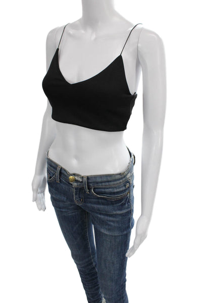 Zara Womens Black Scoop Neck Bralette Polyester Blend Sleeveless Size S