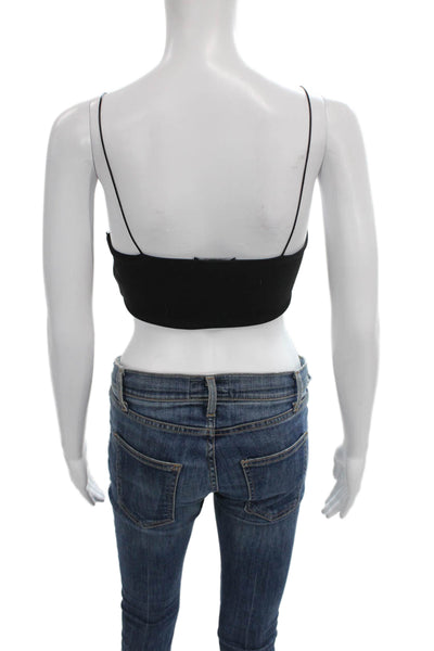 Zara Womens Black Scoop Neck Bralette Polyester Blend Sleeveless Size S