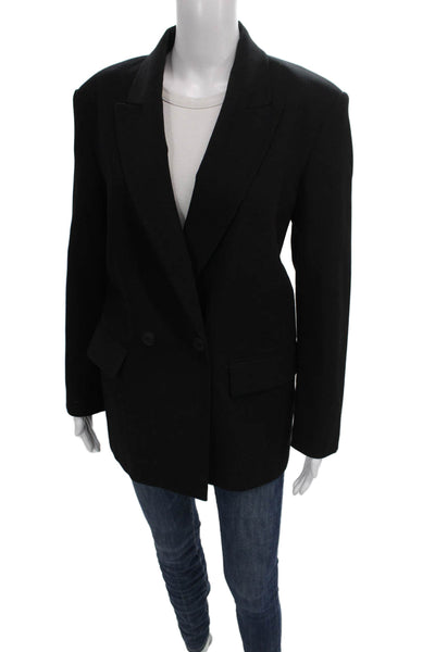Zara Womens Black Polyester Blazer Long Sleeve Button Classic Size S
