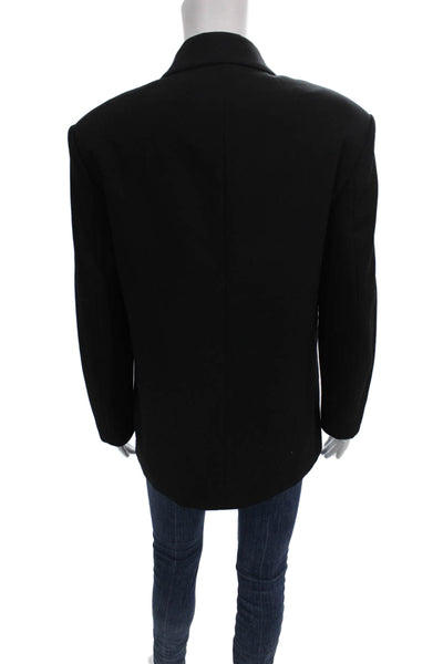 Zara Womens Black Polyester Blazer Long Sleeve Button Classic Size S