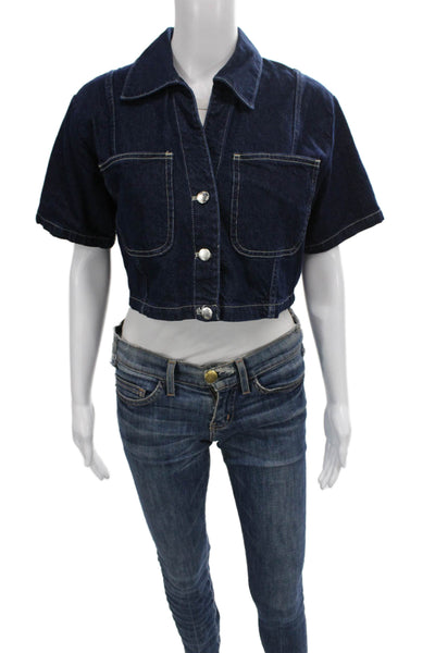 Zara Womens Basic Denim Cotton Short Sleeve Jacket Size S