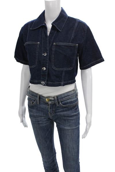 Zara Womens Basic Denim Cotton Short Sleeve Jacket Size S