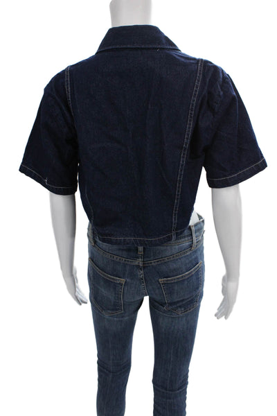 Zara Womens Basic Denim Cotton Short Sleeve Jacket Size S