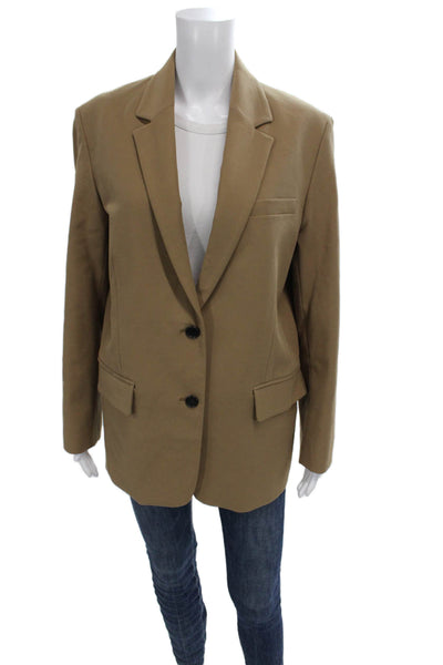 Studio Tomboy Women Basic Jacket Beige Cotton Button Long Sleeve Classic Size S