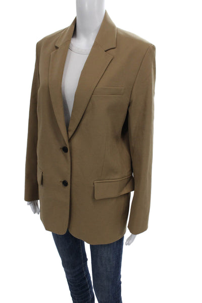 Studio Tomboy Women Basic Jacket Beige Cotton Button Long Sleeve Classic Size S