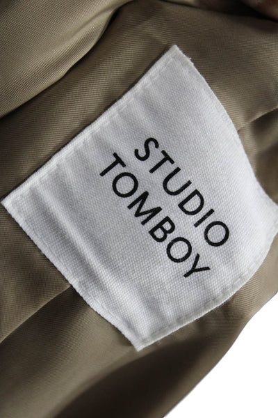 Studio Tomboy Women Basic Jacket Beige Cotton Button Long Sleeve Classic Size S