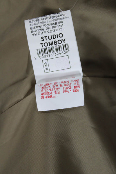 Studio Tomboy Women Basic Jacket Beige Cotton Button Long Sleeve Classic Size S