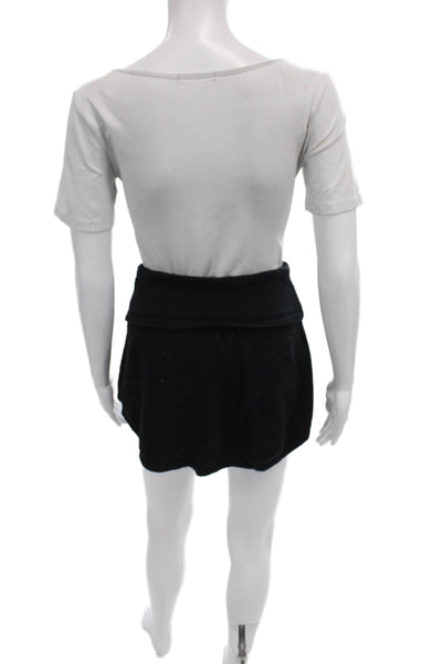 FP Beach Womens Black Skater Skirt Petite Acrylic Blend Short Size XS