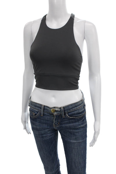 Define Your Inspiration Womens High Neck Stretch Knit Sports Bra Gray Size XS
