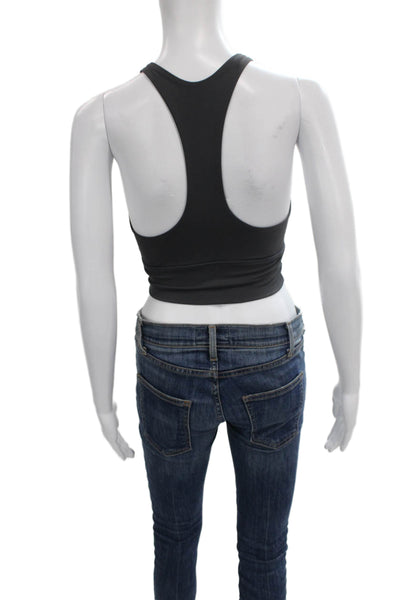 Define Your Inspiration Womens High Neck Stretch Knit Sports Bra Gray Size XS
