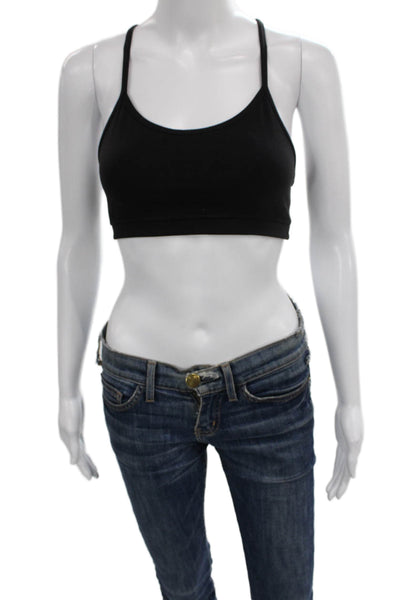 Lululemon Womens Spaghetti Strap Mesh Trim Stretch Knit Sports Bra Black Size 4