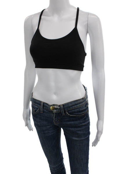Lululemon Womens Spaghetti Strap Mesh Trim Stretch Knit Sports Bra Black Size 4