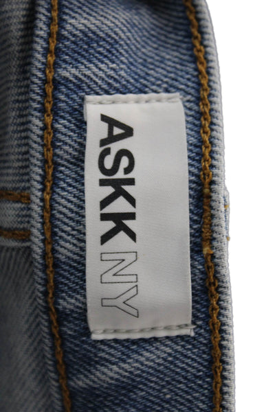 ASKKNY Women Cropped High Rise Blue Cotton Jeans Size 24