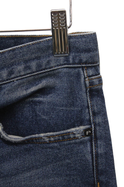 ASKKNY Unisex Adults Ankle Jeans Blue Mid Rise Distressed Cotton Blend Size 25