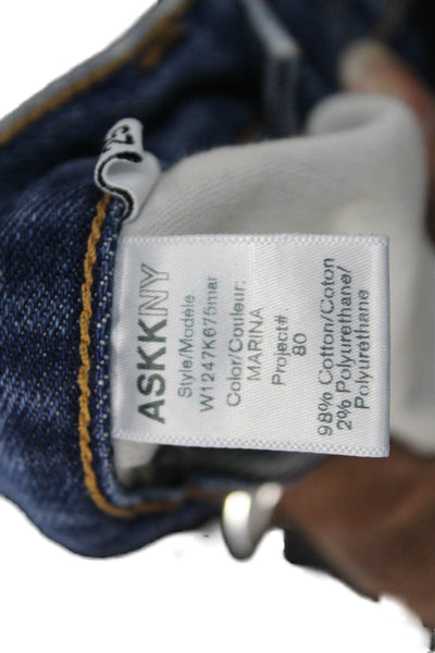 ASKKNY Unisex Adults Ankle Jeans Blue Mid Rise Distressed Cotton Blend Size 25