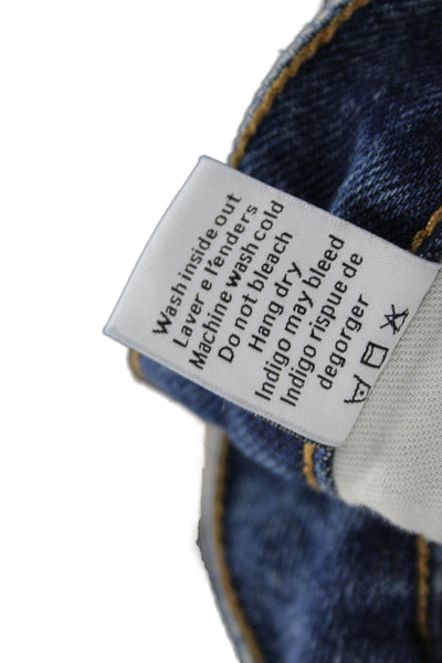 ASKKNY Unisex Adults Ankle Jeans Blue Mid Rise Distressed Cotton Blend Size 25