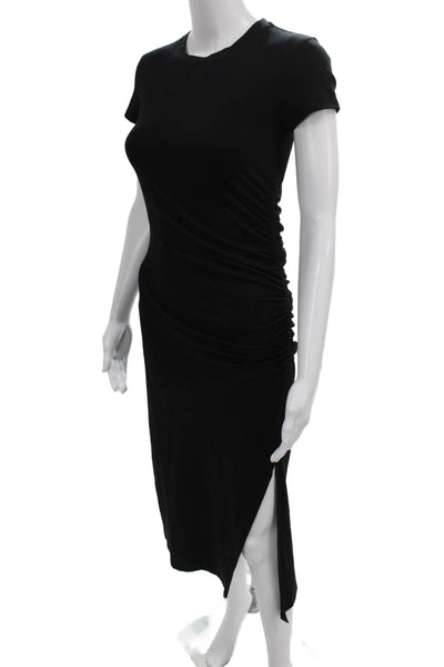 Theory Women T-Shirt Dress Black Midi Short Sleeve Round Neck Size XS