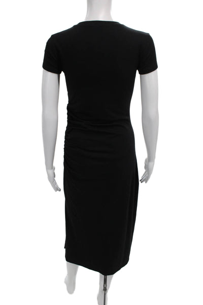 Theory Women T-Shirt Dress Black Midi Short Sleeve Round Neck Size XS