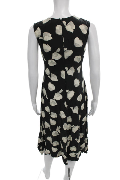 Theory Women Black Silk Floral Shift Dress Sleeveless Knee Length Size 0