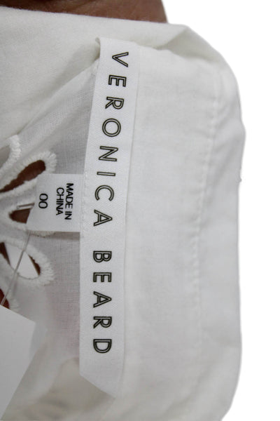 Veronica Beard Women Shirt Dress White Collared Short Sleeve Cotton Size 00