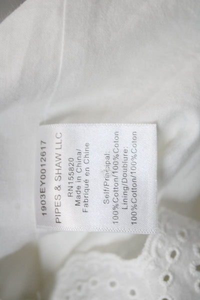 Veronica Beard Women Shirt Dress White Collared Short Sleeve Cotton Size 00
