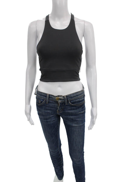 Define Your Inspiration Womens Stretch Knit High Neck Sports Bra Gray Size XS