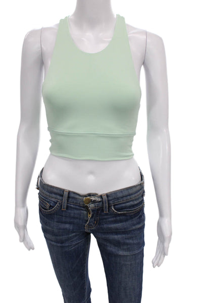 Define Your Inspiration Womens High Neck Stretch Knit Sports Bra Mint Green XS