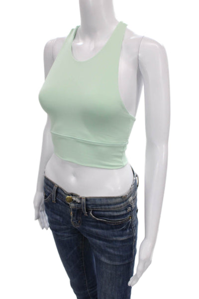 Define Your Inspiration Womens High Neck Stretch Knit Sports Bra Mint Green XS