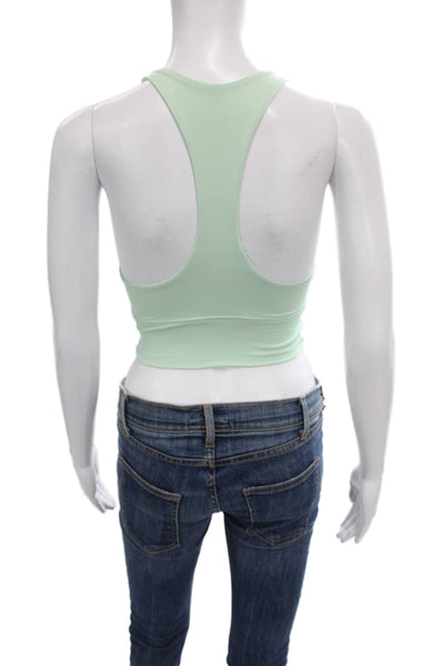 Define Your Inspiration Womens High Neck Stretch Knit Sports Bra Mint Green XS