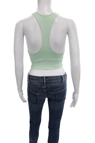 Define Your Inspiration Womens High Neck Stretch Knit Sports Bra Green Size XS