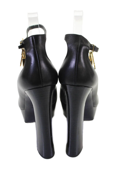 Tom Ford Womens Leather Padlock Platform Ankle Strap Pumps Black Size 39 9