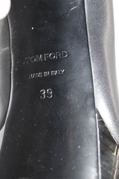 Tom Ford Womens Leather Padlock Platform Ankle Strap Pumps Black Size 39 9