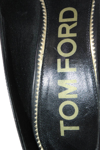 Tom Ford Womens Leather Padlock Platform Ankle Strap Pumps Black Size 39 9