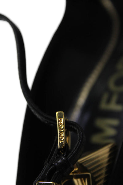 Tom Ford Womens Leather Padlock Platform Ankle Strap Pumps Black Size 39 9