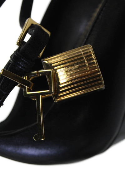 Tom Ford Womens Leather Padlock Platform Ankle Strap Pumps Black Size 39 9