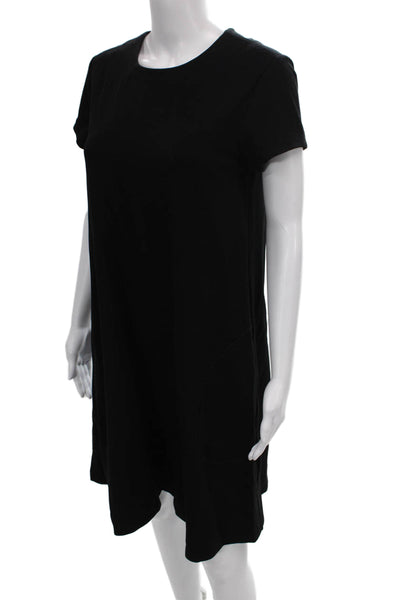 J. Mclaughlin Womens Shift Dress Black Short Sleeve Round Neck Size M