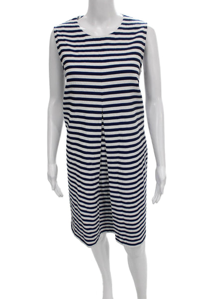 J. Mclaughlin Women Shift Dress Blue Striped Sleeveless Nautical Size M