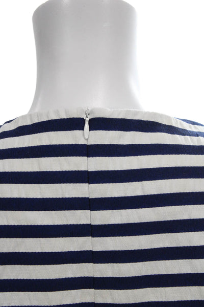 J. Mclaughlin Women Shift Dress Blue Striped Sleeveless Nautical Size M